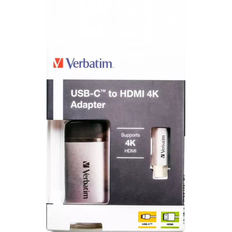 Verbatim 49143 Videokabel-Adapter 0,1 m USB Type-C HDMI Schwarz, Silber
