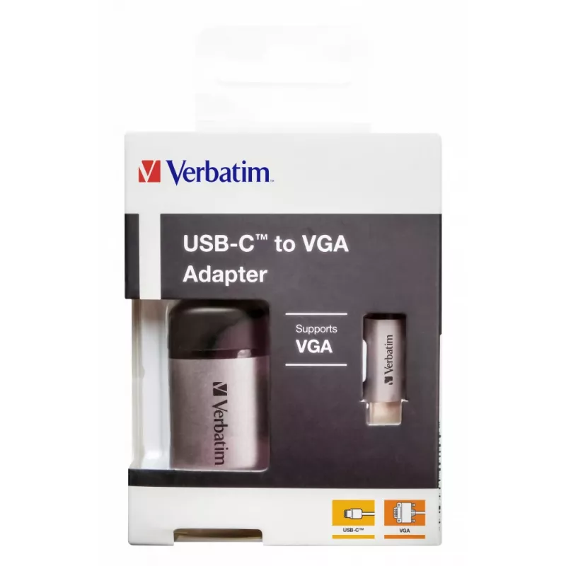 Verbatim 49145 Videokabel-Adapter 0,01 m USB Type-C VGA (D-Sub) Schwarz, Silber