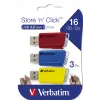 Verbatim Store 'n' Click - USB 2.0 Drive 3.2 GEN1 - 3x16 GB - Rot/Blau/Gelb