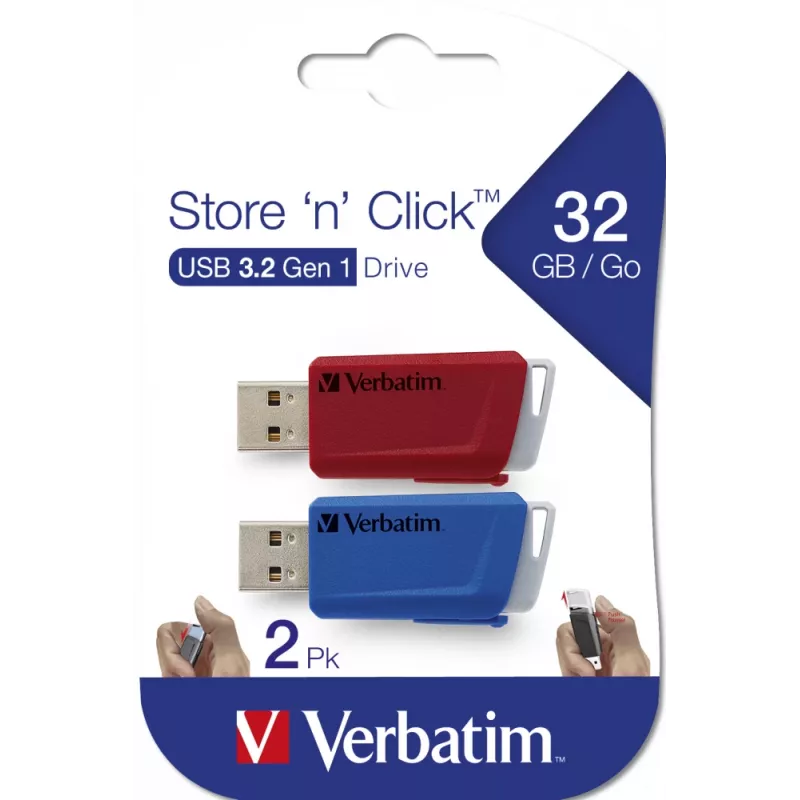 Verbatim Store 'n' Click - USB-Laufwerk 2.0 (3.2 GEN1) - 2x32 GB - Rot/Blau