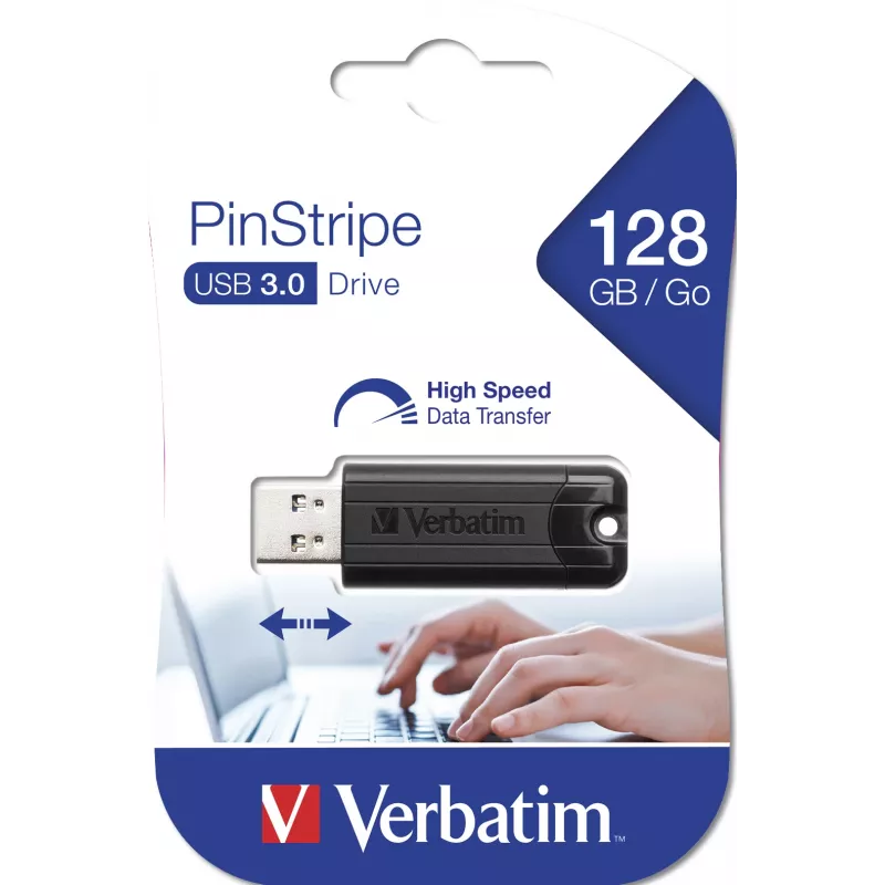 Verbatim PinStripe 3.0 – USB 3.0-Laufwerk 128 GB – Schwarz