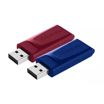 Verbatim Slider – USB-Laufwerk – 2x32 GB – Blau/Rot, 32 GB, USB Typ-A, 2.0, Slide, 8 g, Blau, Rot