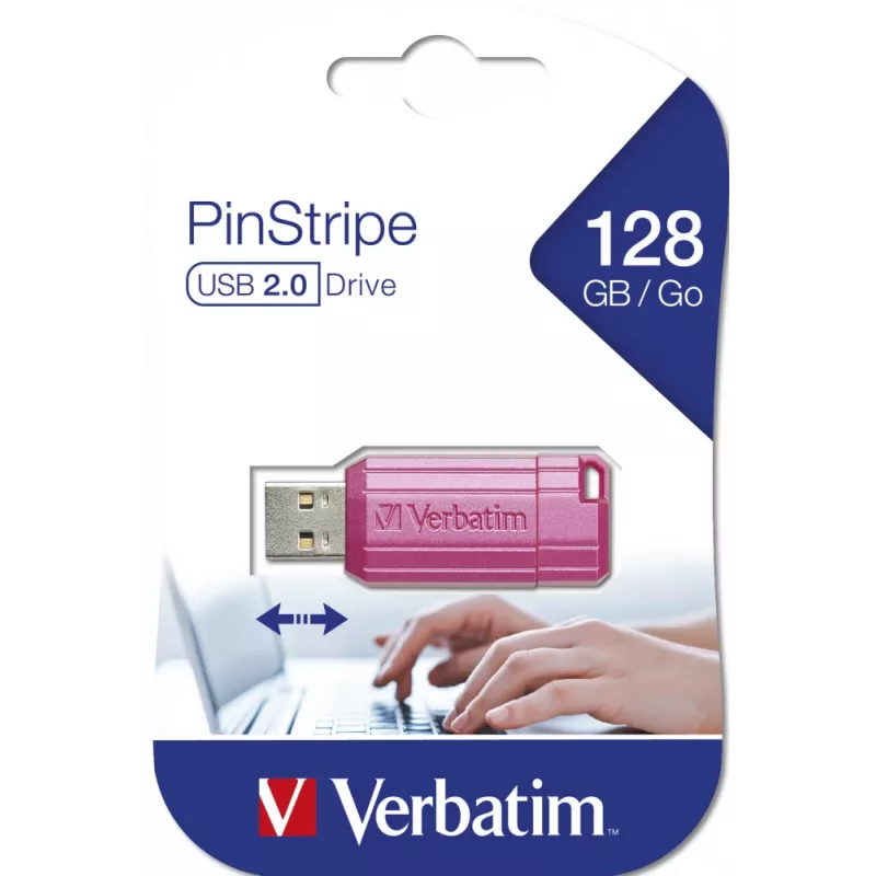 Verbatim PinStripe USB-Flash-Laufwerk 128 GB USB Typ-A 2.0 Pink