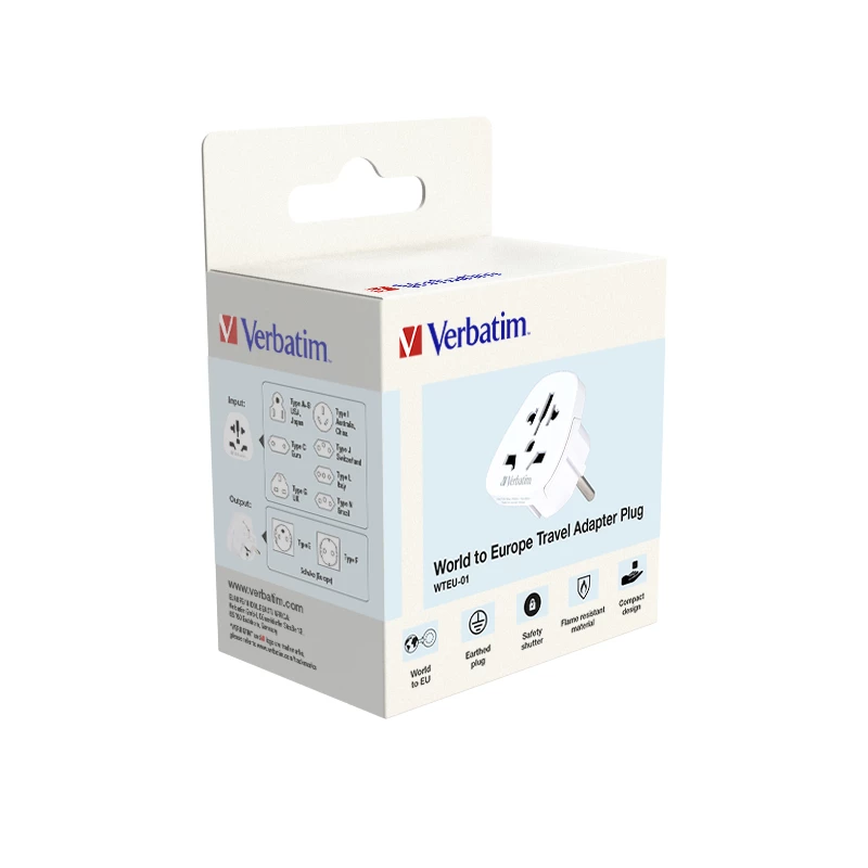 Verbatim 49541 Netzstecker-Adapter Universal Typ E/F Hybrid Weiß