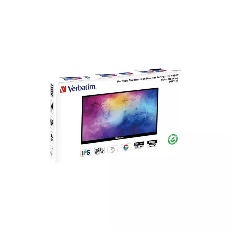 Verbatim 49591 Computermonitor 35,6 cm (14 Zoll) 1920 x 1080 Pixel Full HD LCD Touchscreen Schwarz