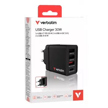 Verbatim 49700 mobiles Ladegerät Universal Schwarz AC Schnellladung Innenbereich