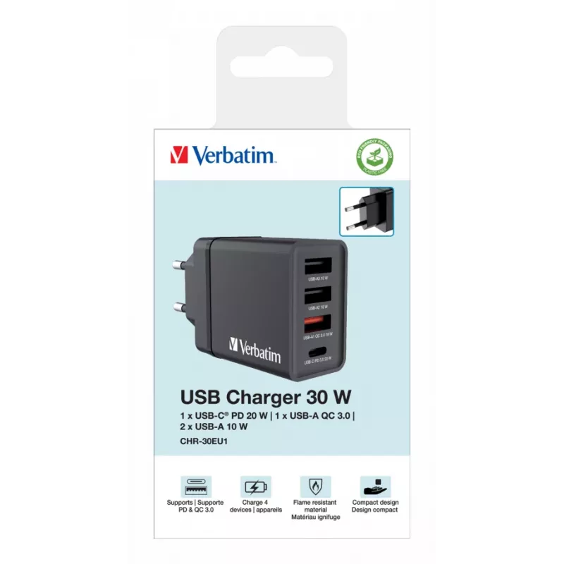 Verbatim 49700 mobiles Ladegerät Universal Schwarz AC Schnellladung Innenbereich