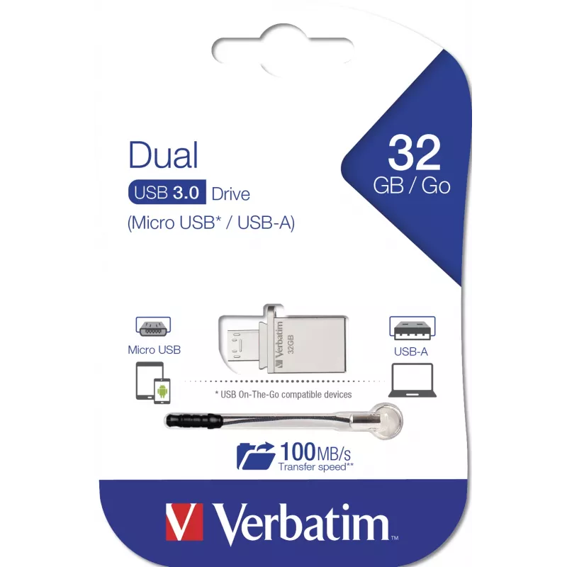 Verbatim Store 'n' Go OTG Micro USB-Stick 32 GB USB Typ-A / Micro-USB 3.2 Gen 1 (3.1 Gen 1) Silber