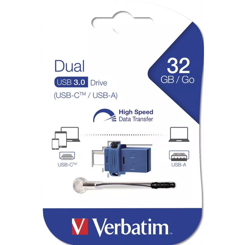 Verbatim Dual - USB 3.0-Laufwerk 32 GB - USB-C / USB-A - Blau