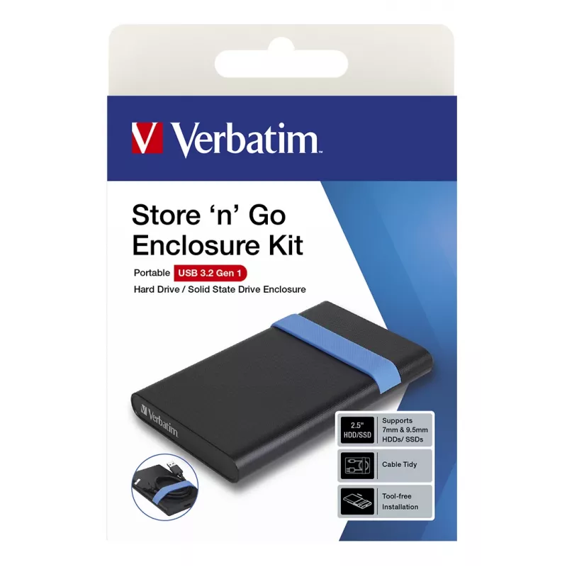 Verbatim Store'N'Go Gehäuse-Kit HDD/SSD-Gehäuse Schwarz, Blau 2,5 Zoll