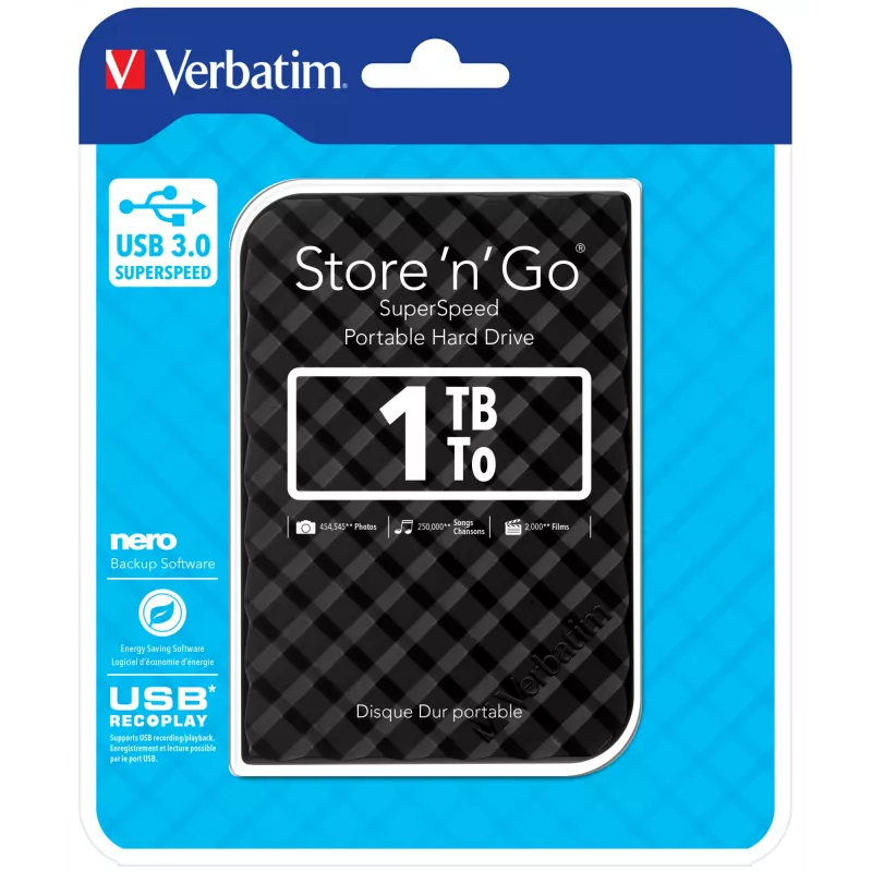 Verbatim Store 'n' Go USB 3.0 Festplatte 1 TB Schwarz