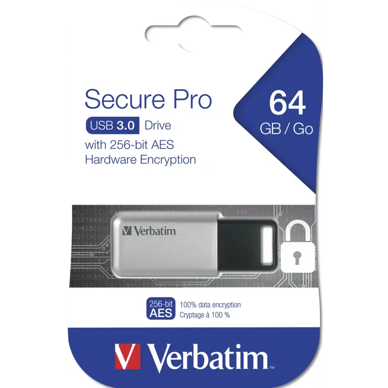 Verbatim Secure Pro - USB 3.0 Drive 64 GB - Silber