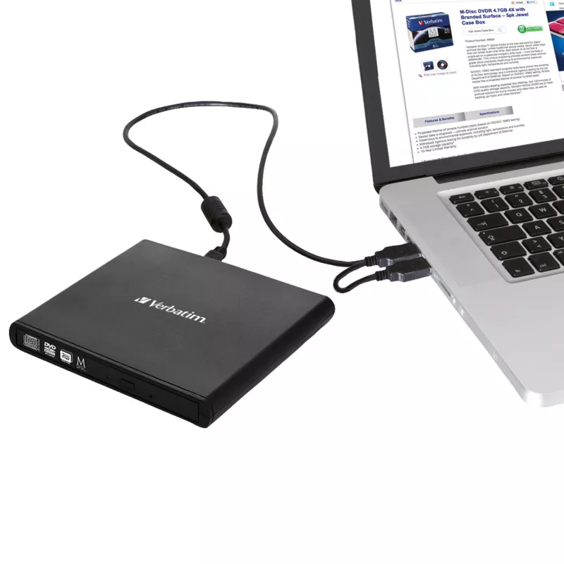 Verbatim Slimline CD/DVD optisches Laufwerk DVD-RW Schwarz