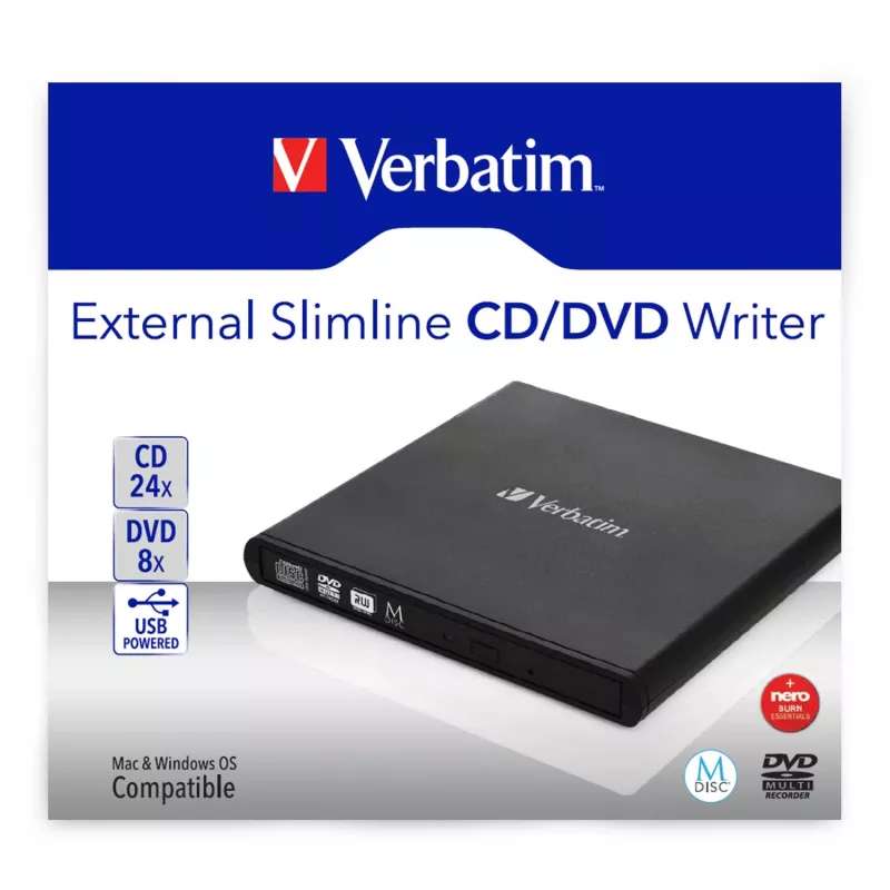Verbatim Slimline CD/DVD optisches Laufwerk DVD-RW Schwarz