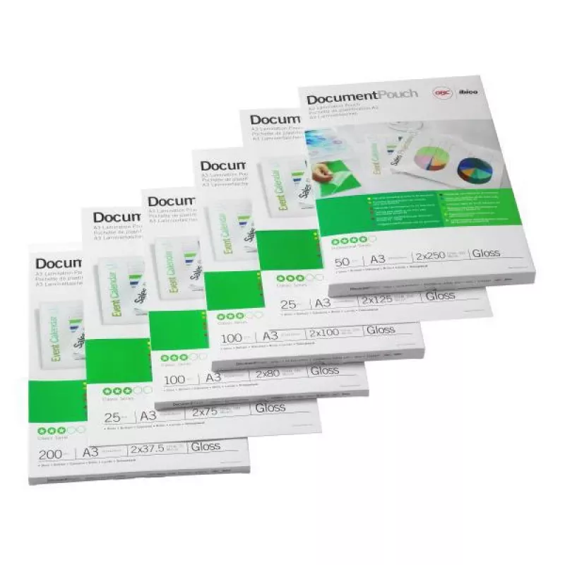 GBC Laminierfolien A3 75 Mikron, glänzend, transparent, A3, 303 mm, 0,15 mm, 426 mm