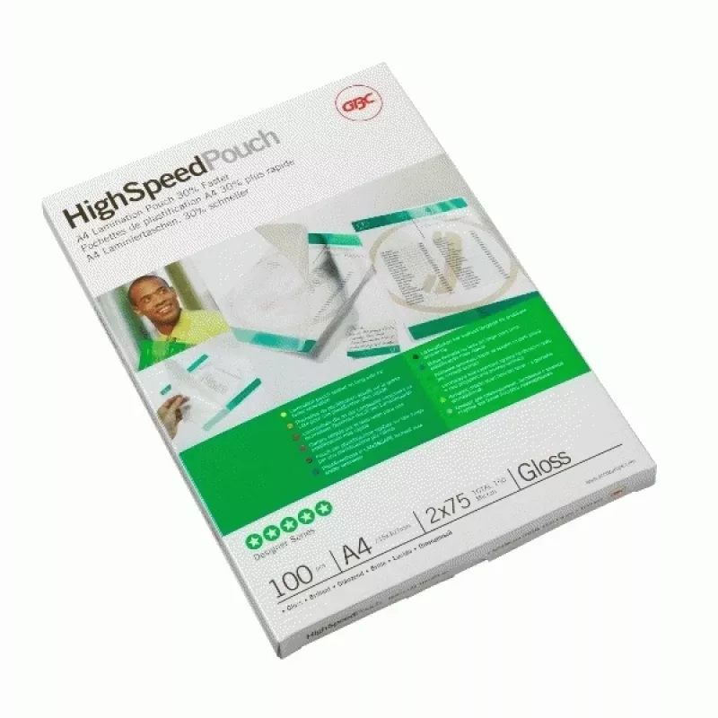 GBC Laminierfolie A4 High Speed 125 Mikron, glänzend, A4, 216 mm, 0,25 mm, 303 mm, 100 Stück