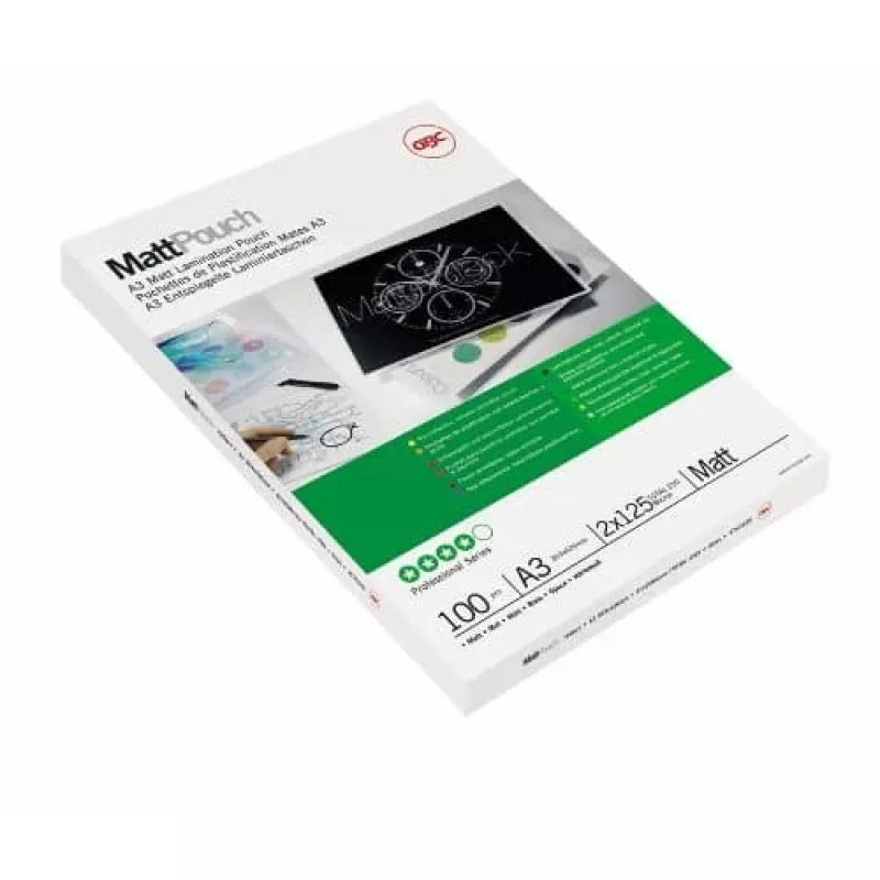 GBC Laminierfolie A3 Matt 125 Mikron, Matt, Weiß, A3, 0,25 mm, 303 mm, 426 mm