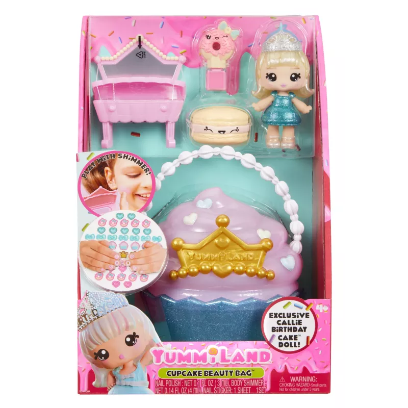 MGA Entertainment Yummiland Beauty Bag Playset + Lip Gloss Puppe - Cupcake Beauty Bag