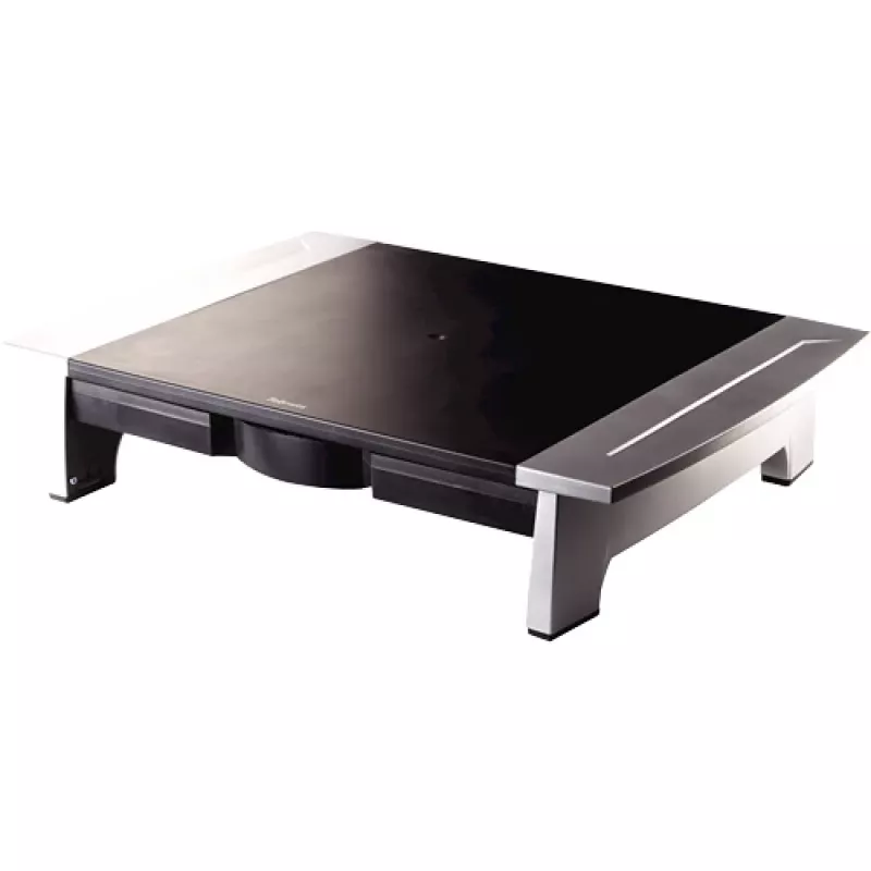 Fellowes Computer-Monitorständer mit 5 Höhenverstellungen - Office Suites Monitorerhöhung mit Ablagefach - Ergonomisch verstellbarer Monitorständer für Computer - Max. Gewicht 36 kg/Max. Größe 28 Zoll - Graphit