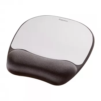 Fellowes Maus Mat Wrist Support - Memory Foam Mauspad mit weichem Schaumstoffkissen - Ergonomisches Mauspad für Computer, Laptop, Home-Office-Einsatz - Kompatibel mit Laser- und optischen Mäusen - Silber