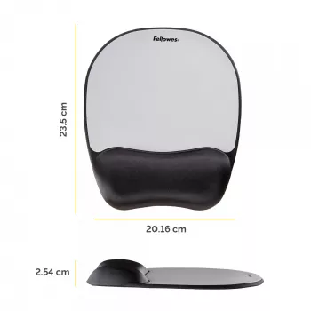 Fellowes Maus Mat Wrist Support - Memory Foam Mauspad mit weichem Schaumstoffkissen - Ergonomisches Mauspad für Computer, Laptop, Home-Office-Einsatz - Kompatibel mit Laser- und optischen Mäusen - Silber