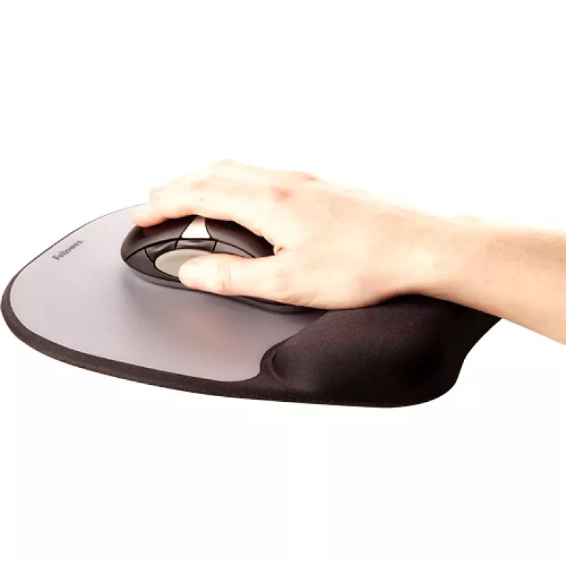 Fellowes Maus Mat Wrist Support - Memory Foam Mauspad mit weichem Schaumstoffkissen - Ergonomisches Mauspad für Computer, Laptop, Home-Office-Einsatz - Kompatibel mit Laser- und optischen Mäusen - Silber