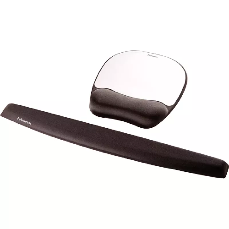 Fellowes Maus Mat Wrist Support - Memory Foam Mauspad mit weichem Schaumstoffkissen - Ergonomisches Mauspad für Computer, Laptop, Home-Office-Einsatz - Kompatibel mit Laser- und optischen Mäusen - Silber
