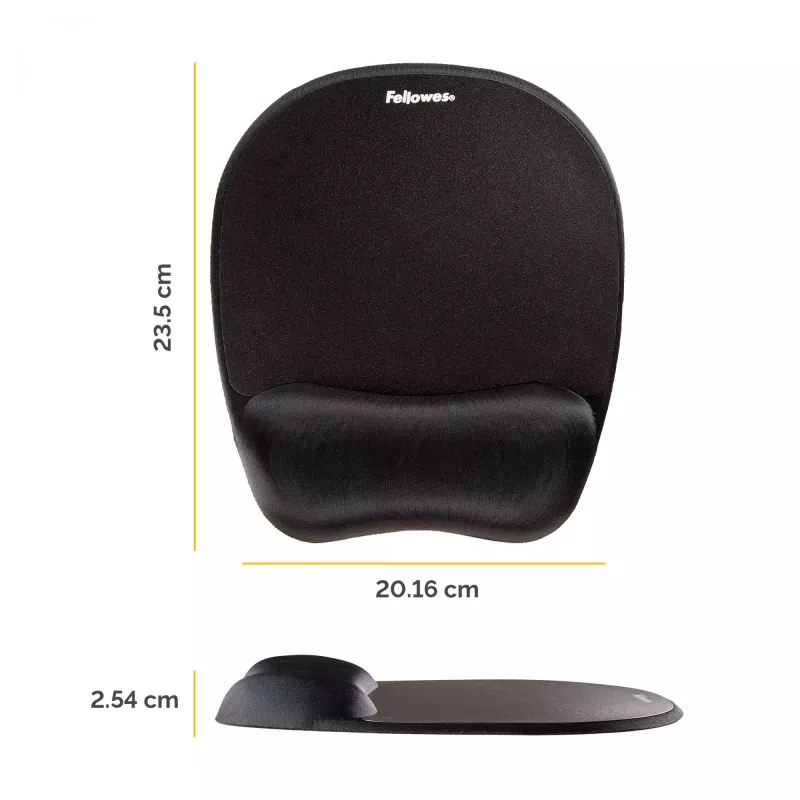 Fellowes Maus Mat Handgelenkauflage Memory-Schaumstoff Mauspad Ergonomische Mausmatte Schwarz