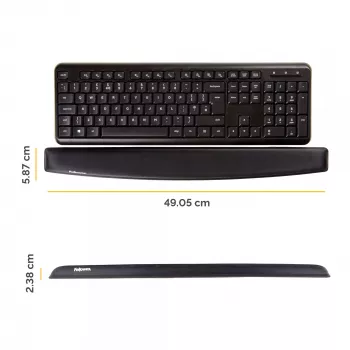 Fellowes Tastatur-Handballenauflage – Memory-Schaum-Handballenauflage – Ergonomische Handgelenkstütze für Computer, Laptop, Home-Office – Schwarz