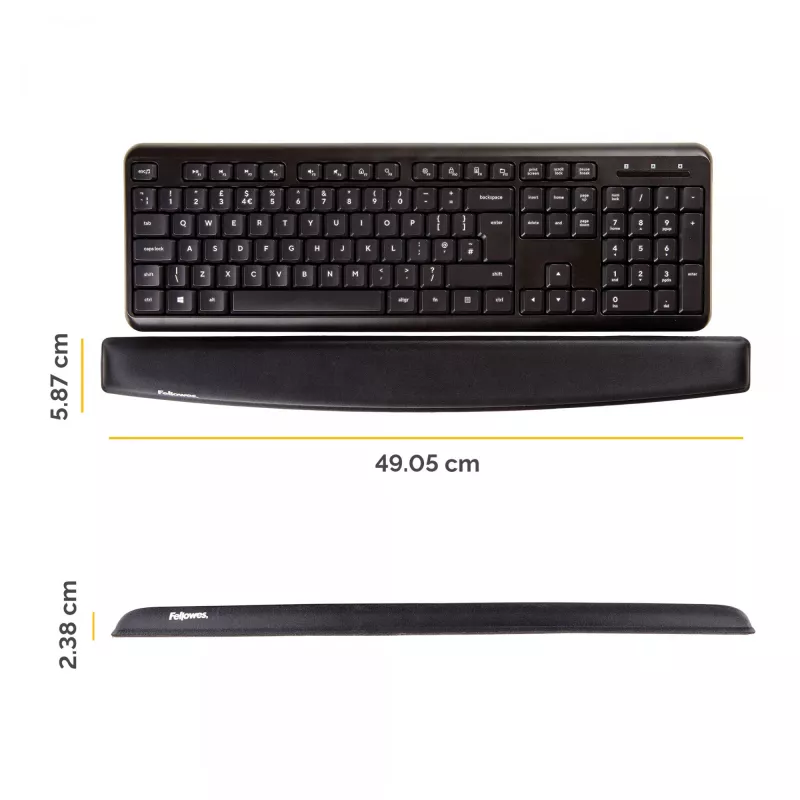 Fellowes Tastatur-Handballenauflage – Memory-Schaum-Handballenauflage – Ergonomische Handgelenkstütze für Computer, Laptop, Home-Office – Schwarz