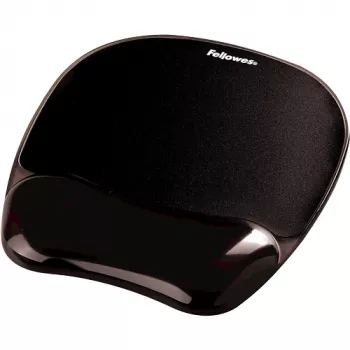 Mauspad Fellowes Crystals Gel mit Gel-Handgelenkauflage, schwarz, 202×230 mm, 340 g