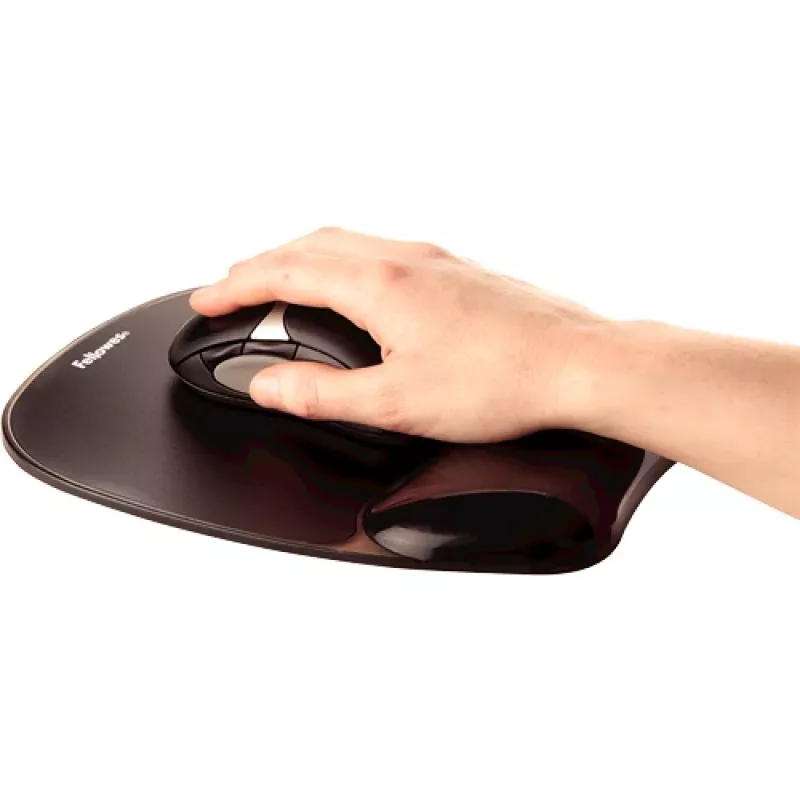 Mauspad Fellowes Crystals Gel mit Gel-Handgelenkauflage, schwarz, 202×230 mm, 340 g