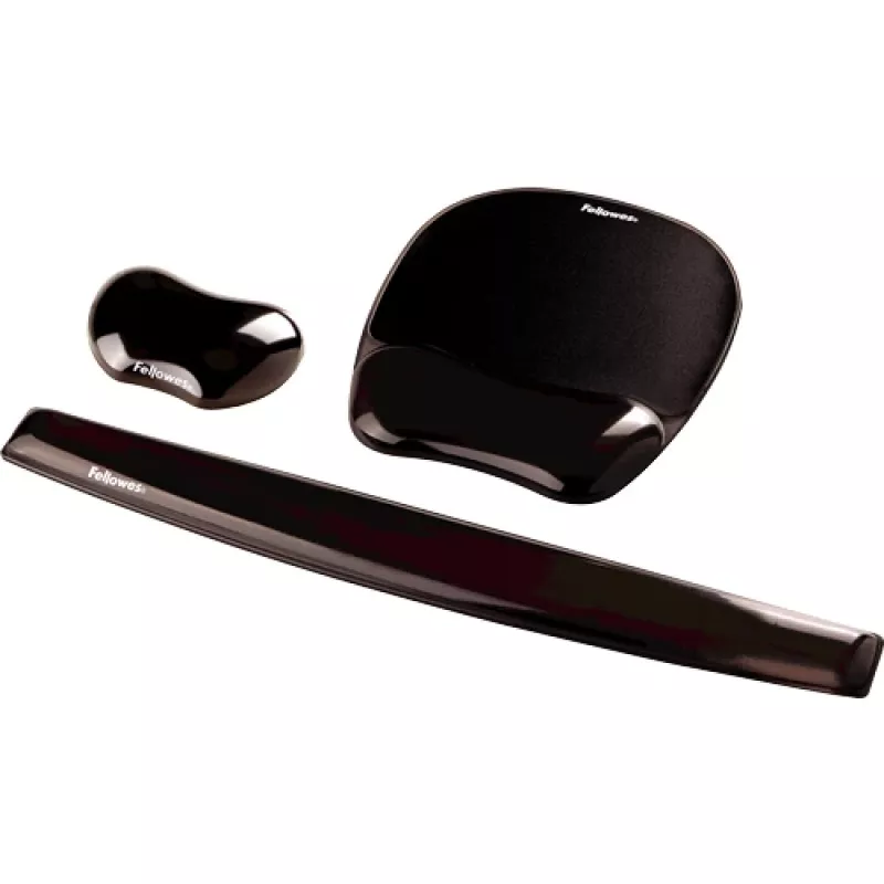 Mauspad Fellowes Crystals Gel mit Gel-Handgelenkauflage, schwarz, 202×230 mm, 340 g