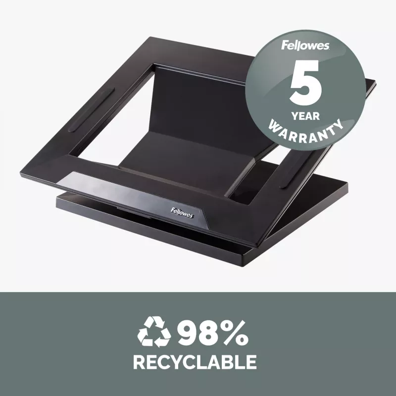 Fellowes Designer Suites Laptop Riser, Laptop-Ständer, Schwarz, Kunststoff, 43,2 cm (17 Zoll), 11,3 kg, FIRA International, EN ISO 9241-5