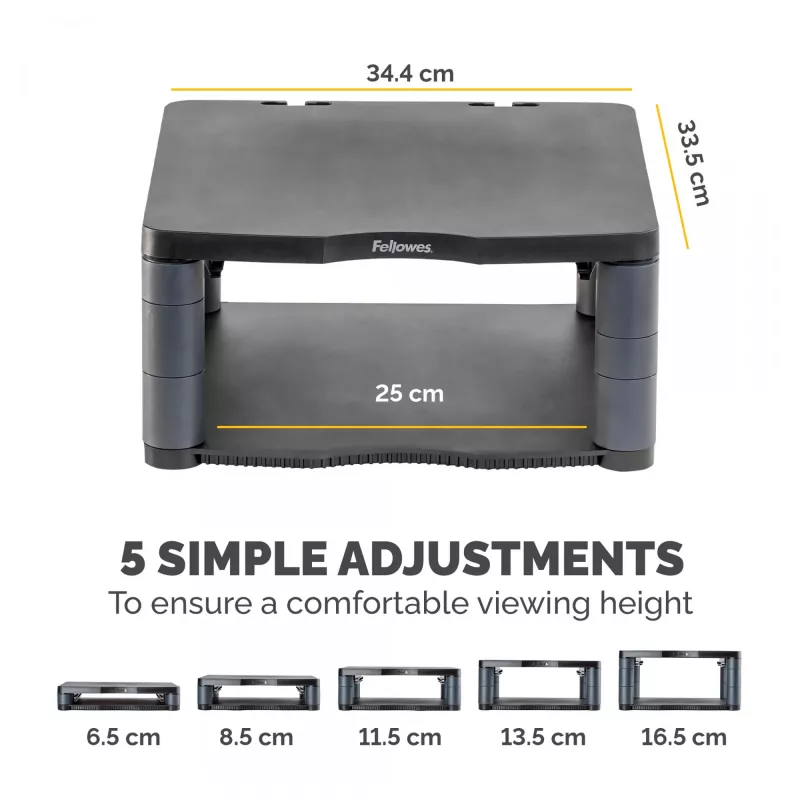 Fellowes Premium Monitor Riser Graphit, freistehend, 36 kg, 53,3 cm (21 Zoll), Höhenverstellung, Graphit