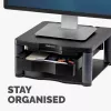 Fellowes Computermonitorständer mit 3 Höheneinstellungen – Premium Monitor Riser Plus mit Kabelmanagement – Ergonomischer verstellbarer Monitorständer für Computer – Max. Gewicht 36 kg / Max. Größe 21 Zoll – Graphit