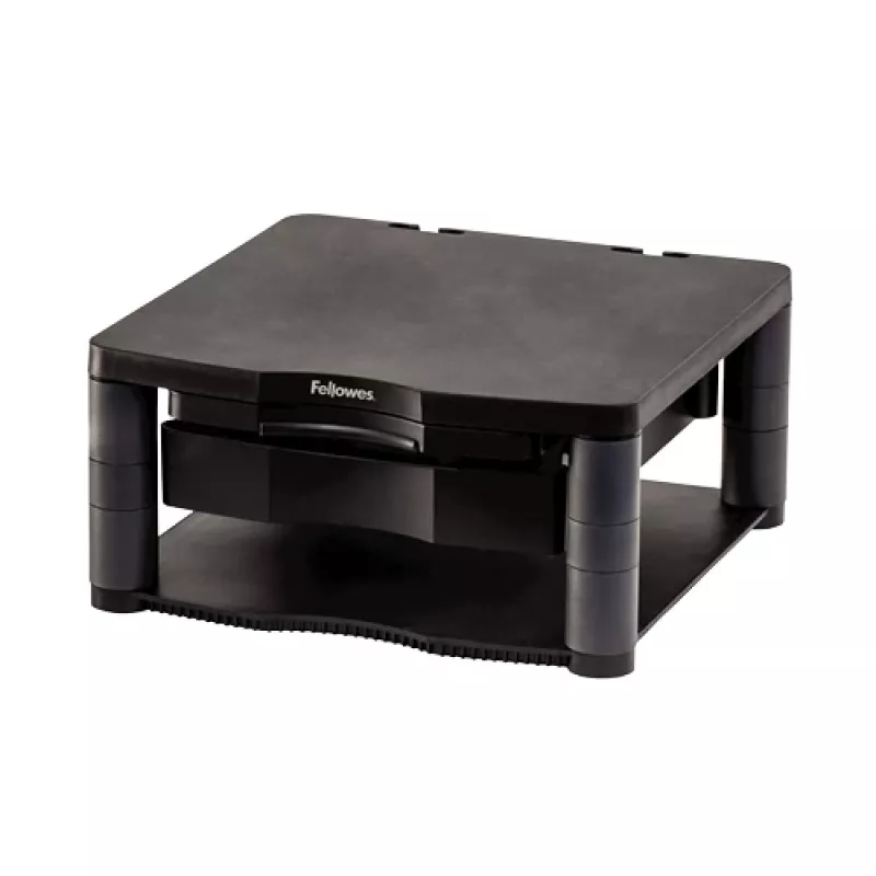 Fellowes Computermonitorständer mit 3 Höheneinstellungen – Premium Monitor Riser Plus mit Kabelmanagement – Ergonomischer verstellbarer Monitorständer für Computer – Max. Gewicht 36 kg / Max. Größe 21 Zoll – Graphit