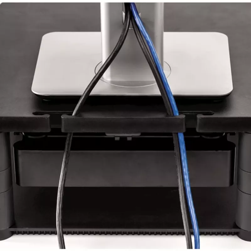 Fellowes Computermonitorständer mit 3 Höheneinstellungen – Premium Monitor Riser Plus mit Kabelmanagement – Ergonomischer verstellbarer Monitorständer für Computer – Max. Gewicht 36 kg / Max. Größe 21 Zoll – Graphit