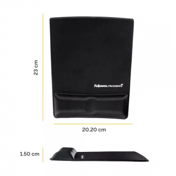 Fellowes Mauspad-Handgelenkauflage - Health-V Mauspad mit antibakteriellem Schutz - Ergonomisches Mauspad für Computer, Laptop, Homeoffice - Schwarz