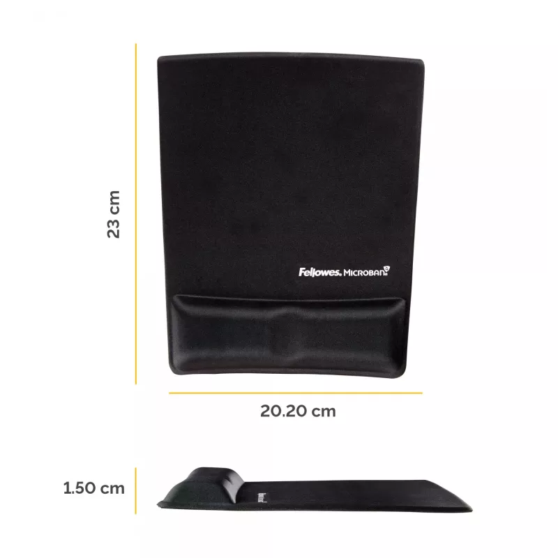 Fellowes Mauspad-Handgelenkauflage - Health-V Mauspad mit antibakteriellem Schutz - Ergonomisches Mauspad für Computer, Laptop, Homeoffice - Schwarz