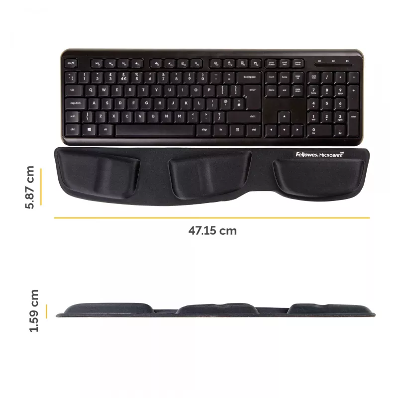 Fellowes Tastatur-Handballenauflage - Health-V Handballenauflage mit antibakteriellem Schutz - Ergonomische Handballenstütze für Computer, Laptop, Home-Office - Schwarz