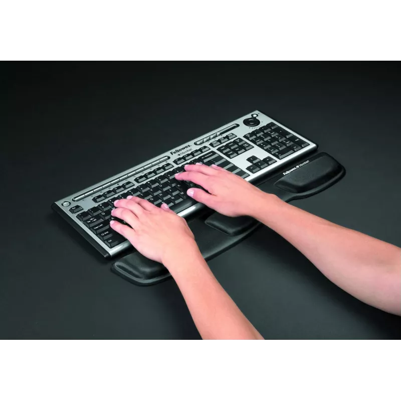Fellowes Tastatur-Handballenauflage - Health-V Handballenauflage mit antibakteriellem Schutz - Ergonomische Handballenstütze für Computer, Laptop, Home-Office - Schwarz