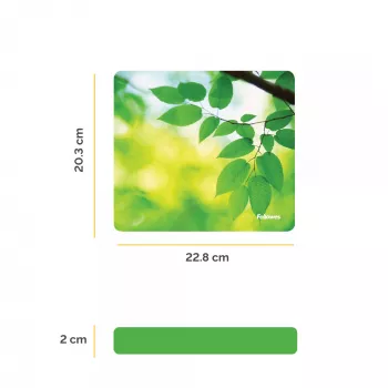 Fellowes Earth Series Mauspad Leaves, Grün, Bild, Kunststoff, Gummi, Rutschfeste Basis