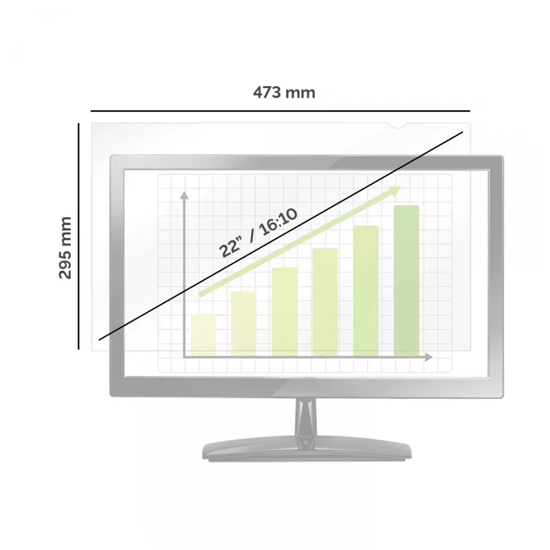 Fellowes PrivaScreen Blickschutzfilter, 55,9 cm (22 Zoll), 16:10, Monitor, Rahmenloser Blickschutzfilter, Blendfrei, Privatsphäre, 110 g