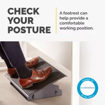 Fellowes Schreibtisch-Fußstütze – Professional Series Schreibtisch-Fußstütze, ergonomische Fußstütze mit 3 höhenverstellbaren Positionen und rutschfester Plattformoberfläche – Fußstütze für Büro und Zuhause – Schwarz