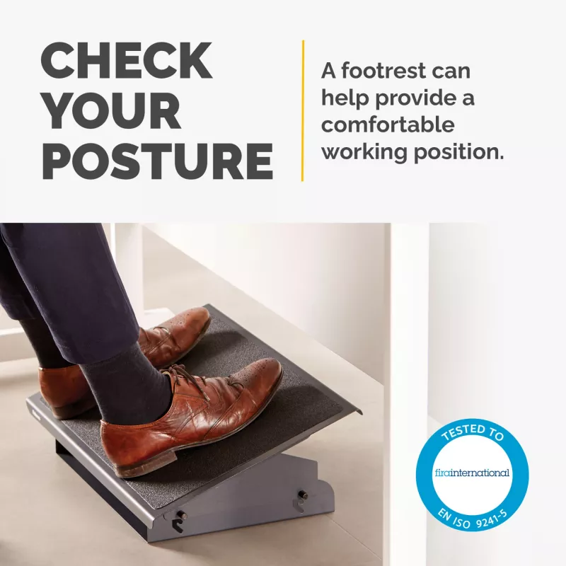 Fellowes Schreibtisch-Fußstütze – Professional Series Schreibtisch-Fußstütze, ergonomische Fußstütze mit 3 höhenverstellbaren Positionen und rutschfester Plattformoberfläche – Fußstütze für Büro und Zuhause – Schwarz