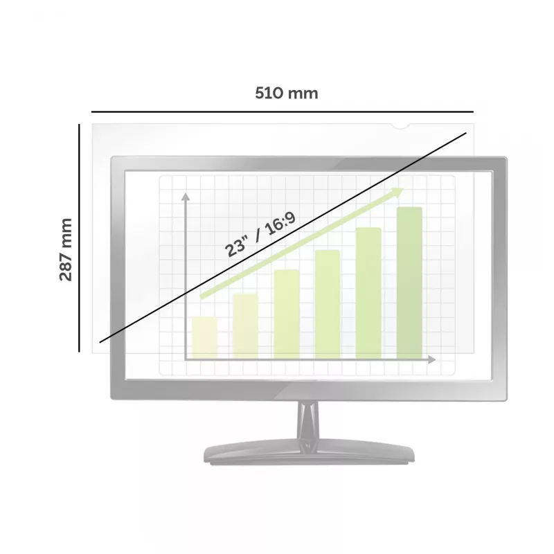 Fellowes 23 Zoll Widescreen-PrivaScreen Blickschutzfilter, 58,4 cm (23 Zoll), 16:9, Monitor, Rahmenloser Bildschirm-Blickschutzfilter, Blendfrei, Sichtschutz, 140 g