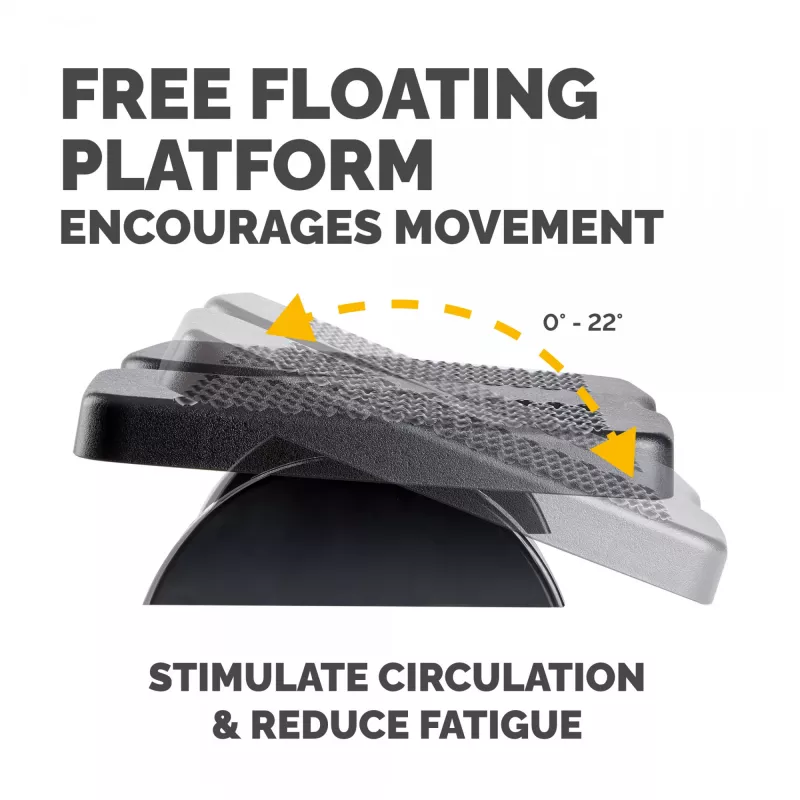 Fellowes Fußstütze unter dem Schreibtisch – Refresh Fußauflage Ergonomische Fußstütze mit 2 Höheneinstellungen & Massageoberfläche – Fußstütze für Büro & Zuhause – Schwarz