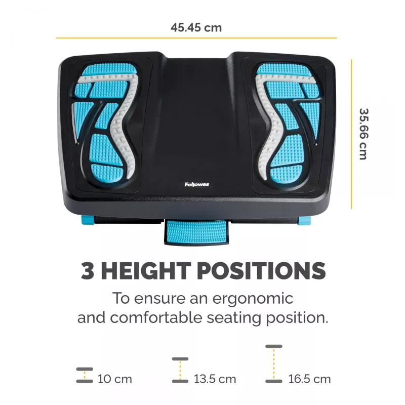 Fellowes Fußstütze unter dem Schreibtisch – Energizer Fußstütze ergonomische Fußstütze mit 3 höhenverstellbaren Positionen und massagegeprägter Oberfläche – Fußstütze für Büro und Zuhause – Anthrazit