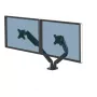 Fellowes Platinum Series Dual-Monitorarm – Monitorhalterung für zwei 8 kg schwere 40-Zoll-Bildschirme – verstellbare Dual-Monitor-Tischhalterung – Neigung 45°, Schwenken 180°, Drehen 360°, VESA 75 x 75/100 x 100 – Schwarz